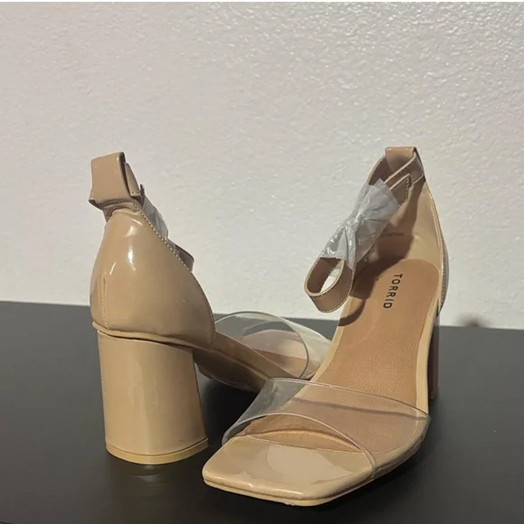 Torrid Beige Block Heel Sandals with Clear Straps - Picture 2 of 4